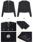 Korean-style short blue tweed jacket – youthful look