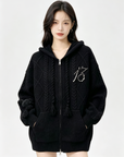 Pearl Embroidered Hooded Cardigan