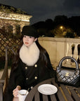 Mocha Fur-Collar Cape Coat