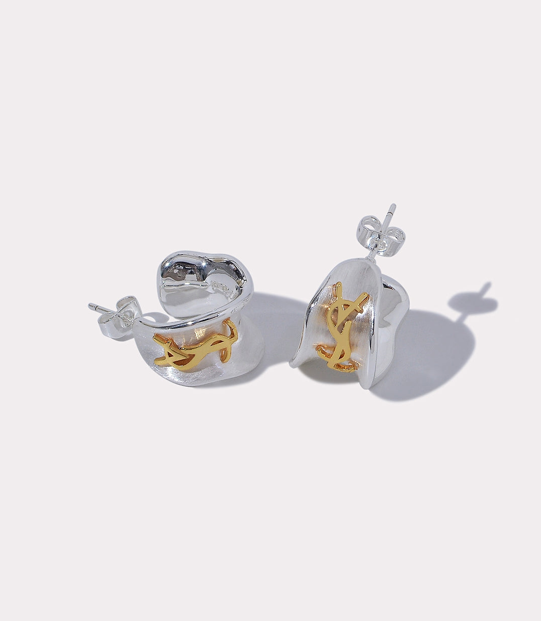 Irregular Letter 925 Silver Stud Earrings