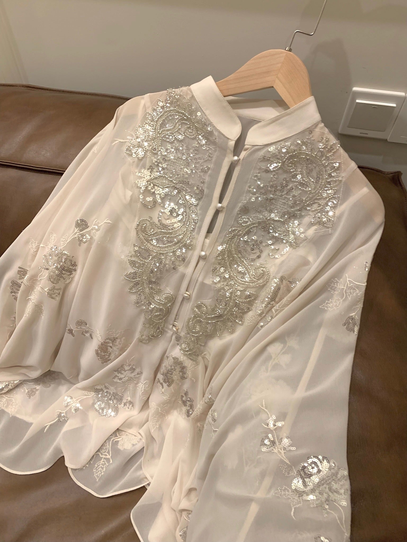 Silver Sequin Cape Top (with Camisole Lining)