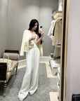 FF Textured Fleece-Lined Mink Wool Pants for Fall/Winter