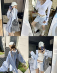 Striped Long-Sleeve Shirt + Shorts Set