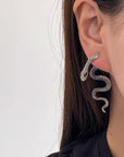 Dark Aesthetic Snake-Shaped Rhinestone Earrings