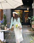 Wheat Elegant Smart Fringed Skirt Half High Waist