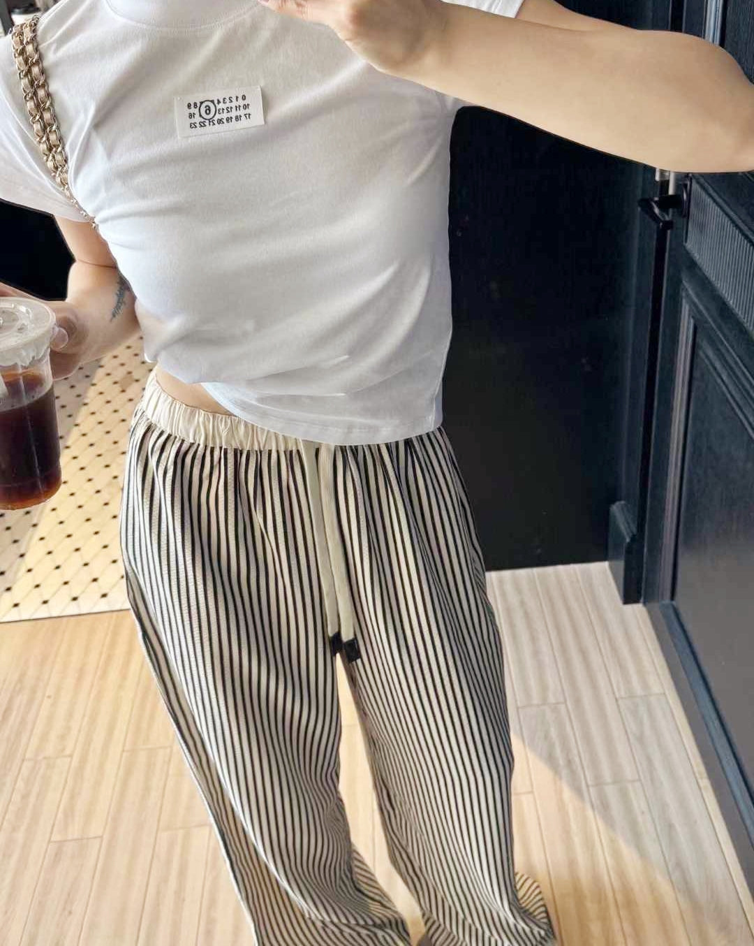 MM6 Striped Wide-Leg Floor-Length Pants