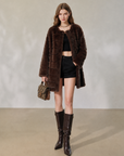 Old-Money Inspired Faux Mink Mid-Length Coat