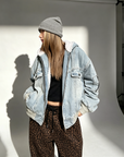 Washed Blue Baby Fleece Parka Jacket