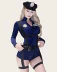 Elegant Officer-style Fitted Police Costume (with Stockings)