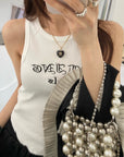 Embroidered Letter Vest