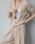 Rabbit Hair Blend Knit Set with Layered V-Neck Cardigan
