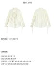 White Moonlight Ribbon Chiffon V-Neck Blouse