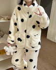 New Winter Thick Fleece-Lined Flannel Loungewear Set