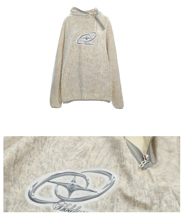Spring/Summer New Arrival Unique Asymmetric Zipper Off-Shoulder Sweatshirt