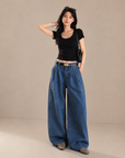 Vintage Double-Pleat Wide-Leg Jeans