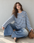Korean-Style 3D Dachshund Striped Tee