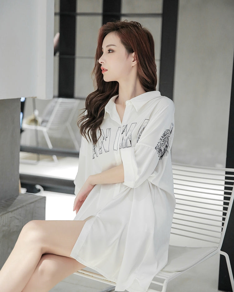 Silky Soft Boyfriend Shirt Nightdress