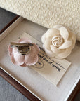 Chanel-Inspired Camellia Brooch & Hair Clip Set (Pink + White)
