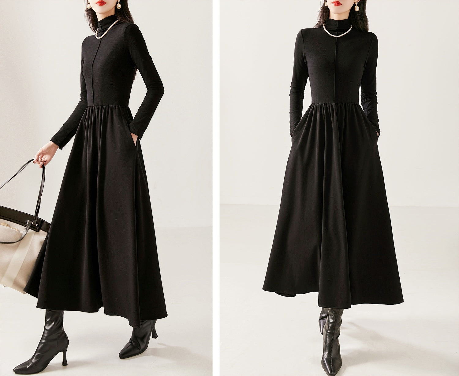 Mock Neck A-Line Dress