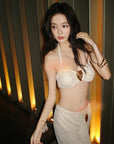 Luxury Gold Foil 3-Piece Swimsuit Set with Slit Skirt