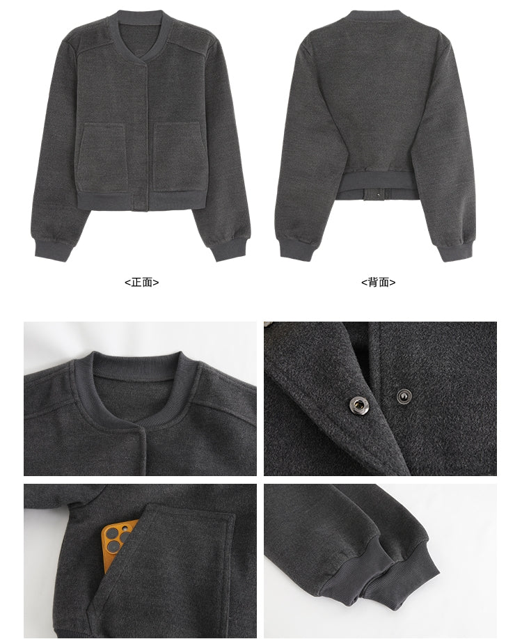 Grey Baseball Jacket + Hooded Sweatshirt 2-Piece Set