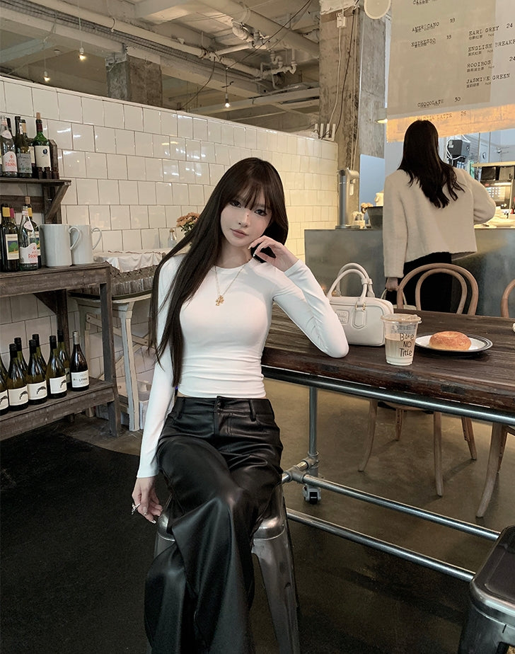 Slim Fit Long Sleeve Tee with Pony Embroidery