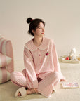 Plus-size cotton Peter collar pajama / lounewear set