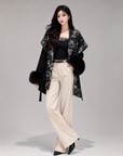 Ink Print Wool Cape Coat