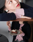 MIU-Style Wool-Blend Layered Knit Cardigan