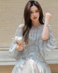 Dreamy French-Style Lantern Sleeve Maxi Dress (with Slip Dress)