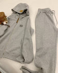Fleece-Lined Thickened Hooded W Logo Zip Set