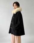 Mocha Fur-Collar Cape Coat