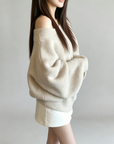 Asymmetrical Shoulder Chunky Knit Sweater