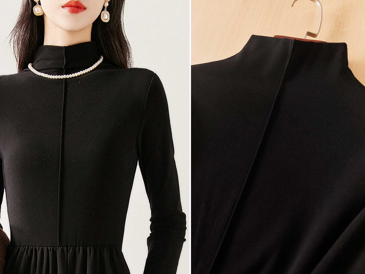 Mock Neck A-Line Dress