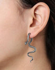 Dark Aesthetic Snake-Shaped Rhinestone Earrings