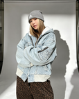 Washed Blue Baby Fleece Parka Jacket