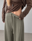 Soft, fluid wide-leg trousers with a comfortable wide waistband.
