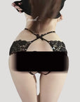 French Rivet Open-Crotch Bow Low-Waist Panties