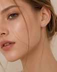 Full pavé stud earrings with a chic, luxe look
