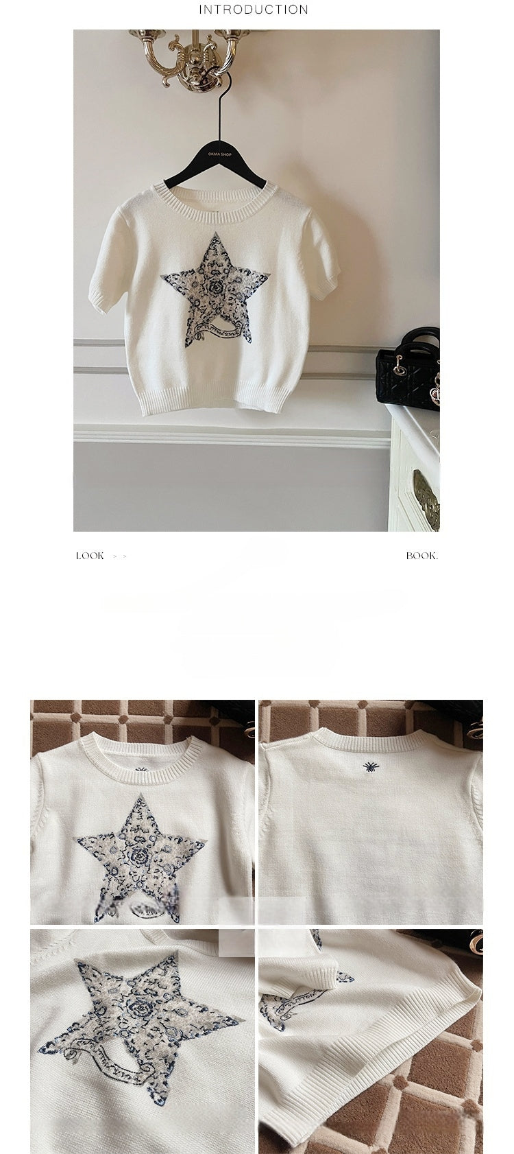 Luxurious Embroidered Slim-Fit Crewneck Knit Top