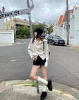 Double-Zip High Neck Thick Knit Cardigan