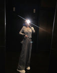 Handcrafted sequin flower tailored pants