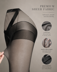 Premium Open-Crotch Sheer Black Tights