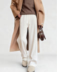 Acetate Wool-Protein Fleece Curved-Leg Pants