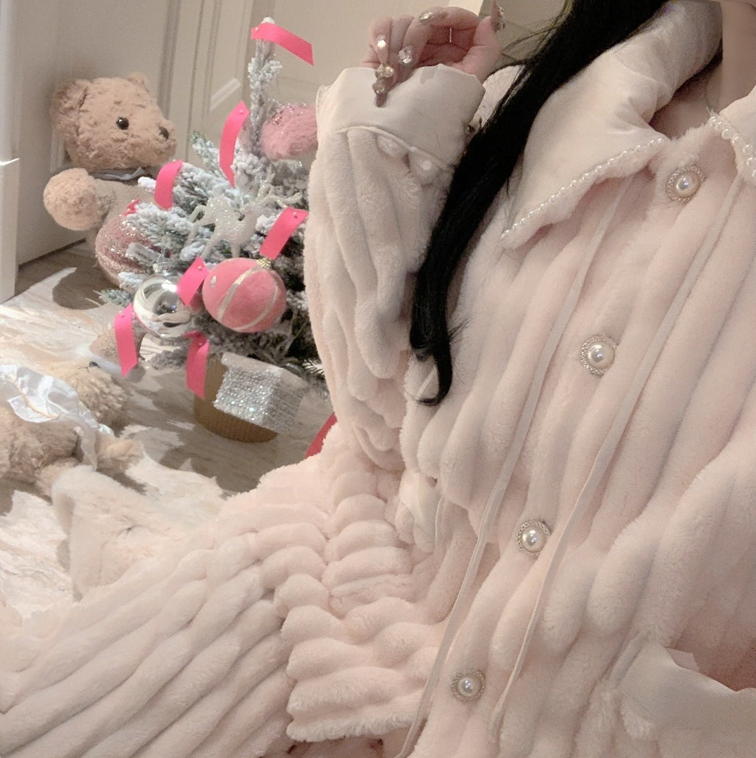Retro and Sweet Double-Sided Coral Fleece Homewear Set