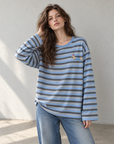 Korean-Style 3D Dachshund Striped Tee