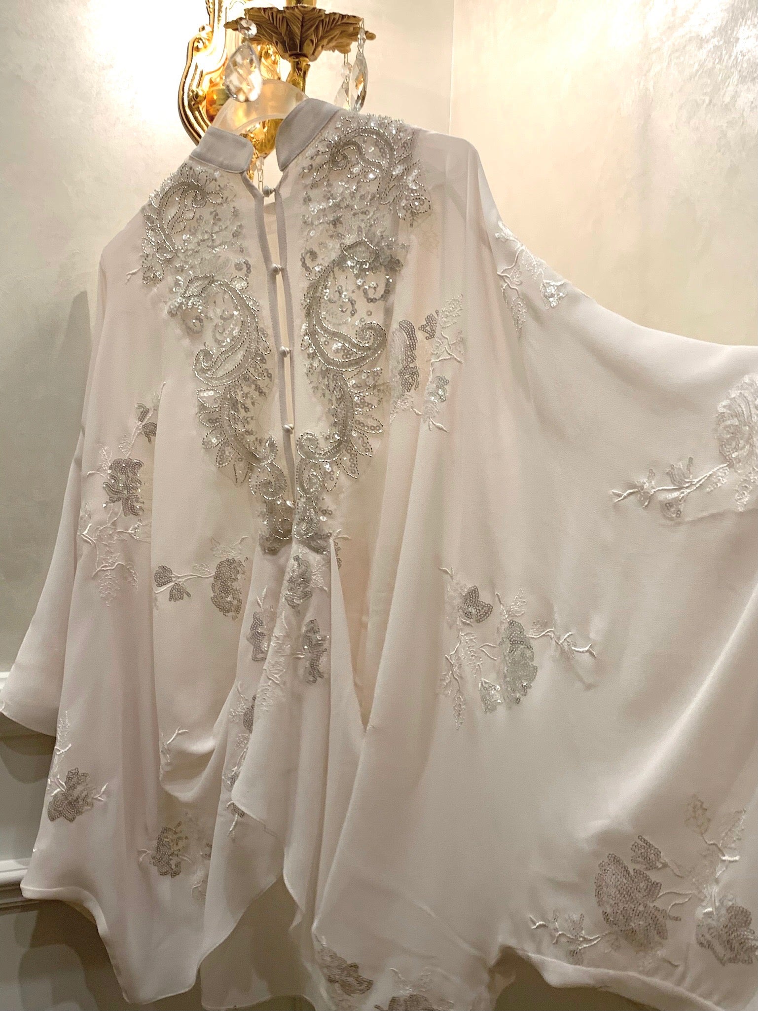 Silver Sequin Cape Top (with Camisole Lining)