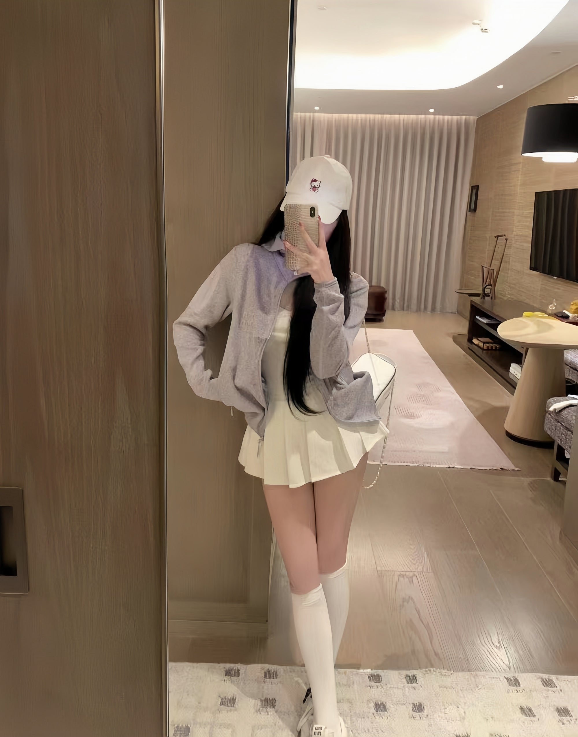 Zip-Up Knitted Hoodie with 3D Embroidered Logo
