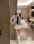 Zip-Up Knitted Hoodie with 3D Embroidered Logo