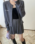 Wool-Silk Knitted Pleated Skirt Set